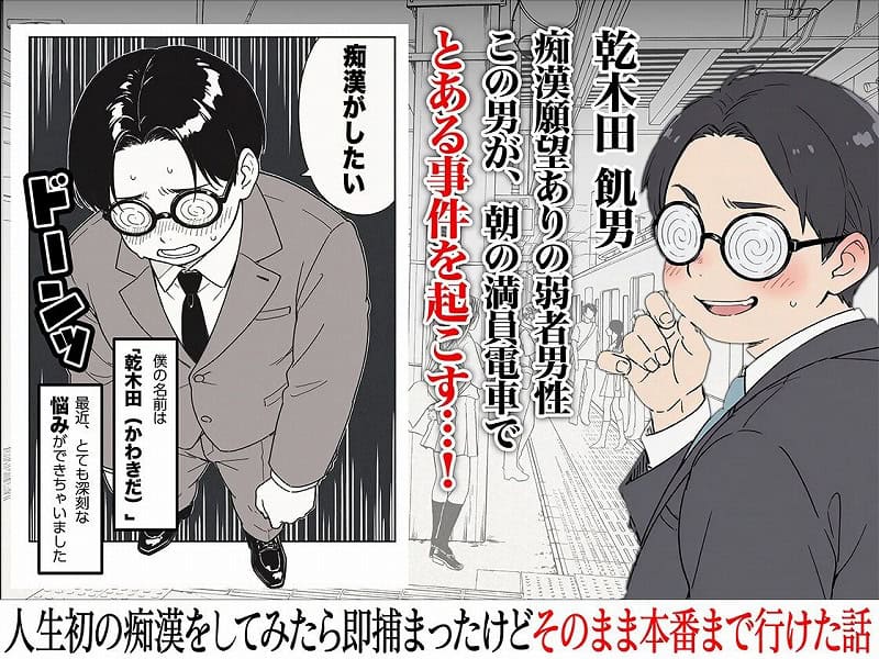 人生初の痴●をしてみたら即捕まったけどなんやかんやそのまま本番までいけた話01