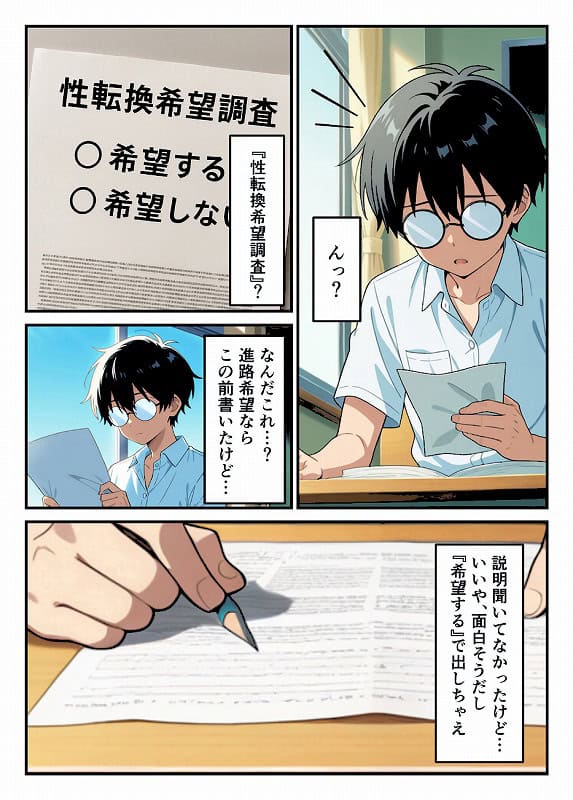 性転換希望調査に僕だけ希望するで出した結果、本当に女の子になってしまった話 モザイク版_page_2_a